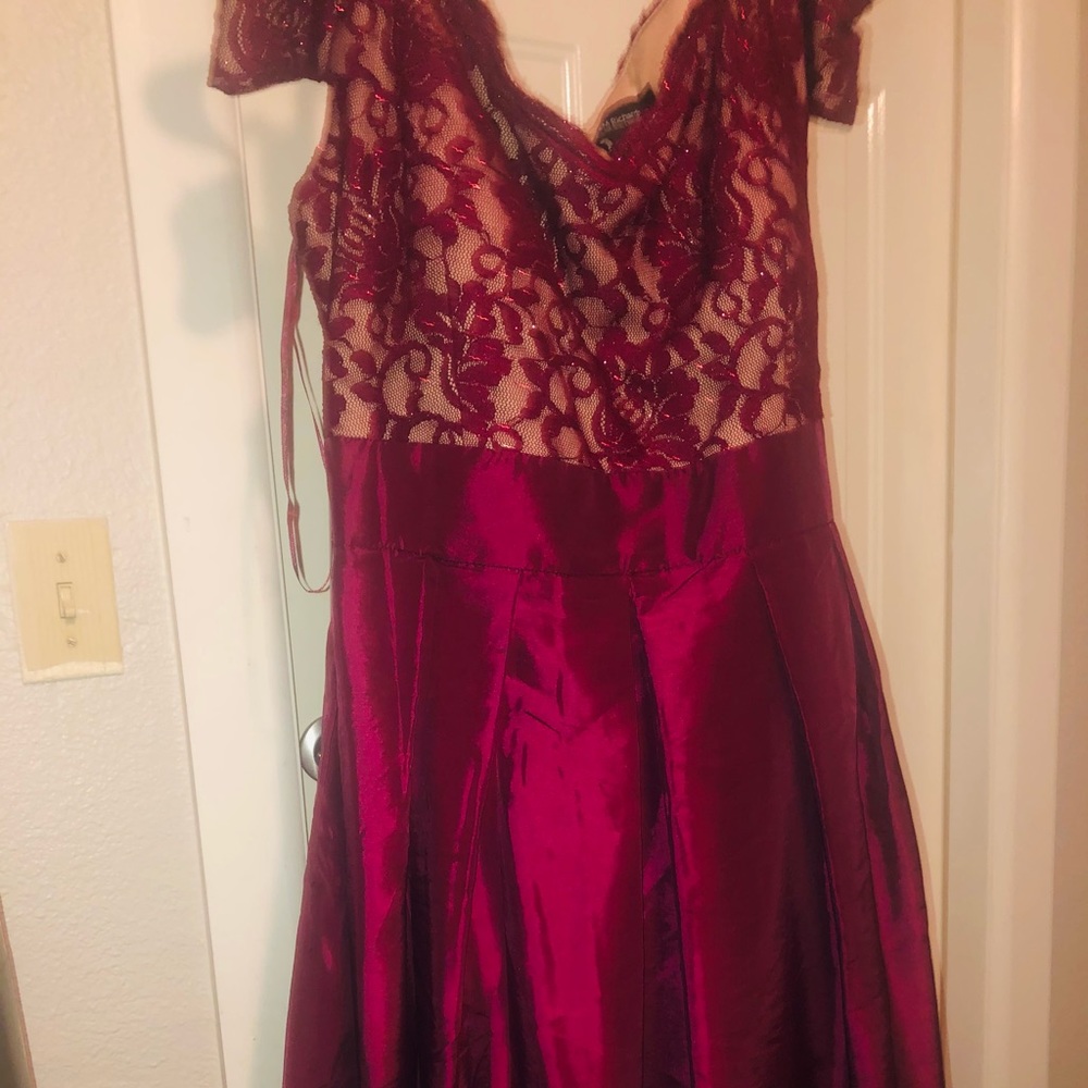 Dark red off shoulder dress